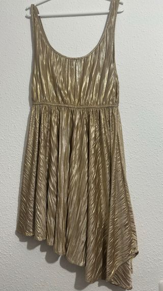 Vestido dorado plisado Bershka Talla L