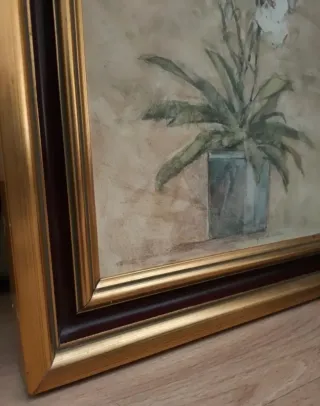 Cuadro Orquídeas Beige y Dorado