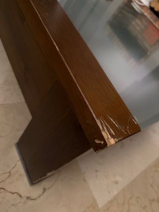 Mesa de centro madera pino con cajones y cristal