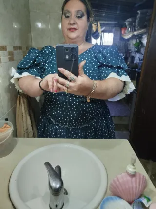 Vestido Sevillana Verde Lunares