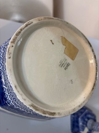 Jarrón Spode Azul y Blanco