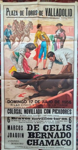 CARTEL DE TOROS PLAZA DE TOROS DE VALLADOLID 1955