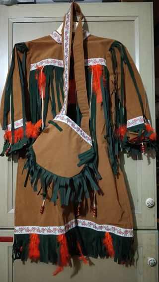 Vestito indiana Carnevale con borsa