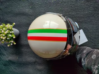 Casco Moto Retro Talla M Tricolor Unisex