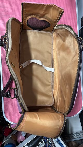 Transportín delux para perro rosa y marrón