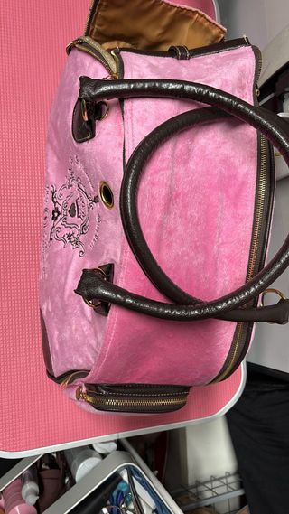 Transportín delux para perro rosa y marrón