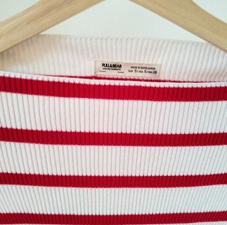 Jersey crop top rayas rojo y blanco