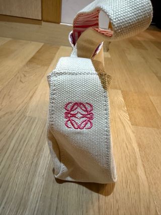 Bolso beige con forro a rayas