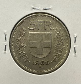 5 Francos Suizos 1931, 1966, 1967. Herdsman pastor