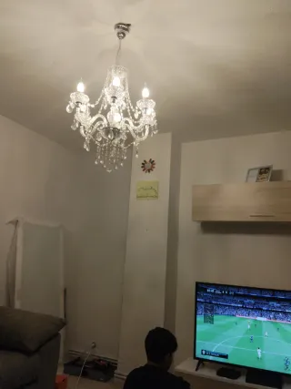 Lámpara de araña de cristal y metal 6 brazos