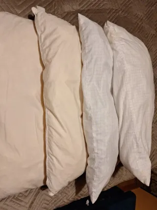 4 Almohadas Beige y Blancas.