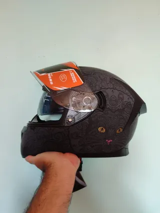 Casco Moto Integral Talla L Gris Gato