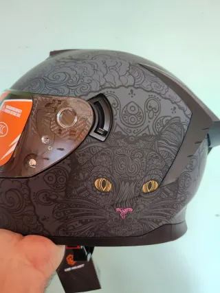 Casco Moto Integral Talla L Gris Gato