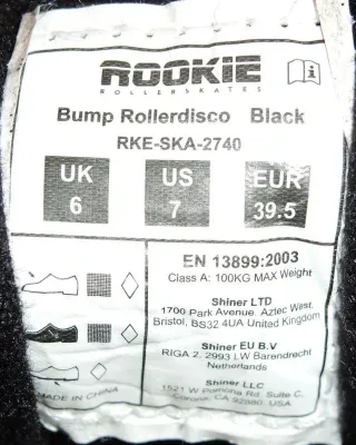 Rookie Bump Rollerdisco Neri Tg 39,5