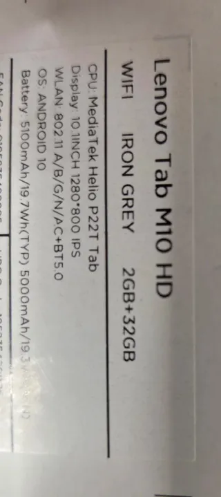 Tablet Lenovo Tab M10 HD con 32 Gigas