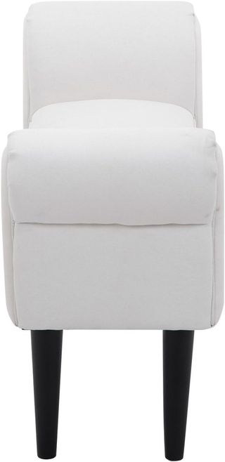 Banco Zapatero Con Brazos Enrollados, Banco Tapizado para Entrada, Blanco, 102X36X51Cm