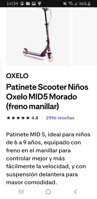 Patinete suspension  oxelo mid5
