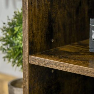 Mueble TV Moderno, Hasta 55'' Con Estantes Abiertos, Mueble De Salón Moderno, Bajo, Elegante, Estilo Industrial, Madera Y Acero, 110L X 40P X 50Acm, Marrón Rústico