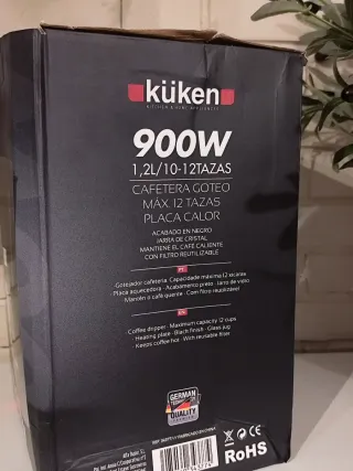 Cafetera de Goteo KÜKEN - 900W (NUEVA EN SU CAJA)