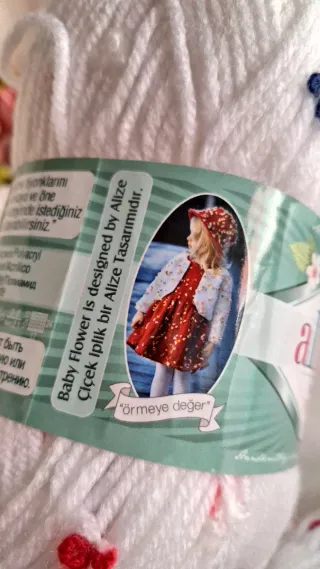 4 Gomitoli Alize baby Flover,  bianco, multicolor