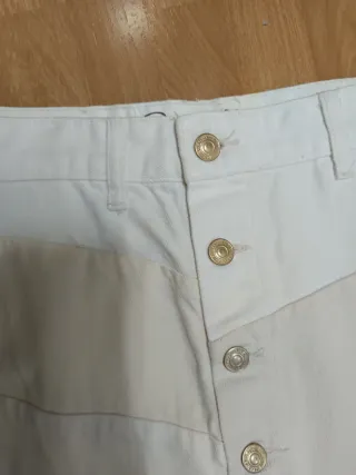 Falda Stradivarius patchwork beige/blanca