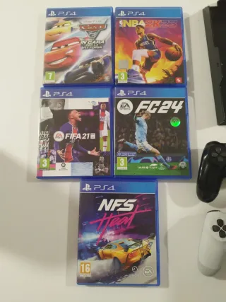 PS4 Slim 1TB + 5 Juegos + 2 Mandos + Soporte pared