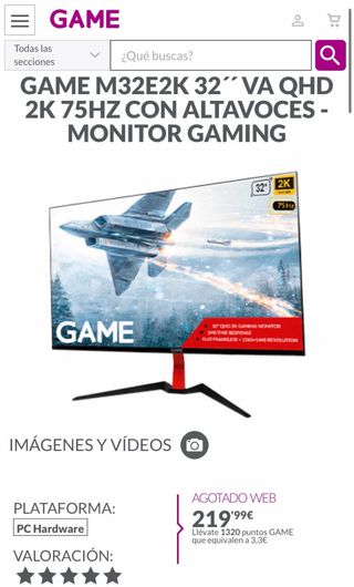Monitor Gaming 32” 2K QHD 75Hz 1ms