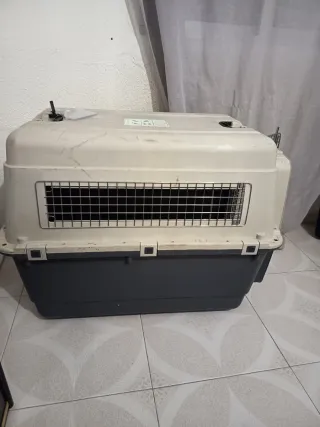 Transportín para mascotas beige y gris