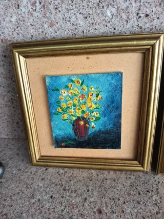 Cuadros óleos Miniatura Flores en Jarrón Precio no