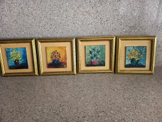 Cuadros óleos Miniatura Flores en Jarrón Precio no
