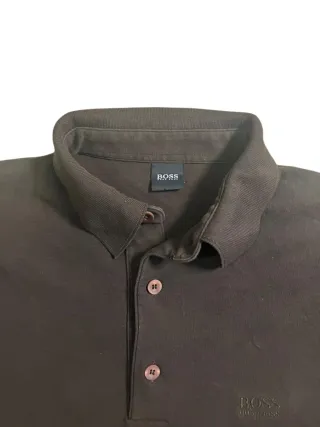 Polo BOSS manga larga negro