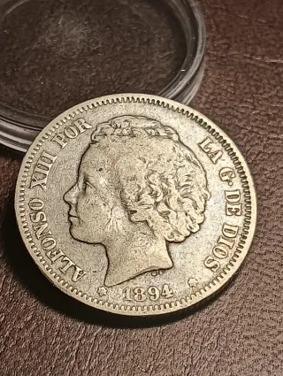 Escasa moneda Plata 2 Pesetas 1894