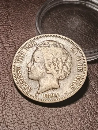 Escasa moneda Plata 2 Pesetas 1894