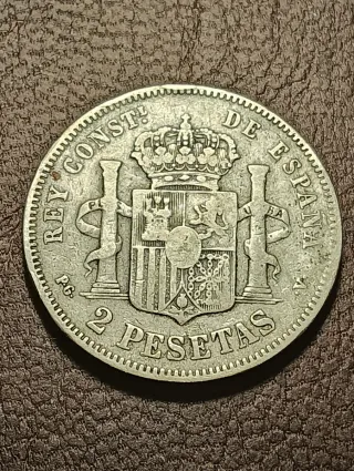 Escasa moneda Plata 2 Pesetas 1894