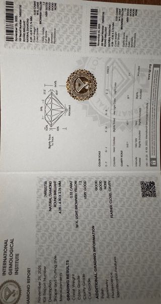 Diamante Natural IGI 0.33 Ct W-X 749533735