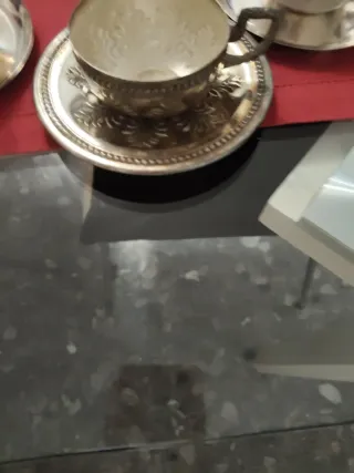 Juego de Tazas y Boles de Plata Antiguos