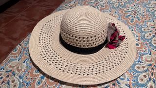 Sombrero Pamela Mujer Beige con Flor