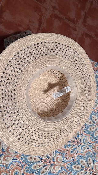 Sombrero Pamela Mujer Beige con Flor