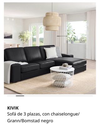 Sofá KIVIK 3 plazas chaise longue negro piel