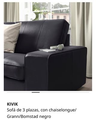 Sofá KIVIK 3 plazas chaise longue negro piel