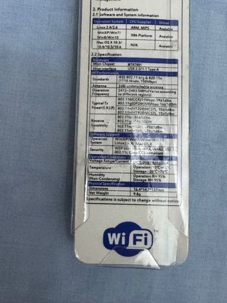 Adaptador USB WiFi 150Mbps 2.4GHz