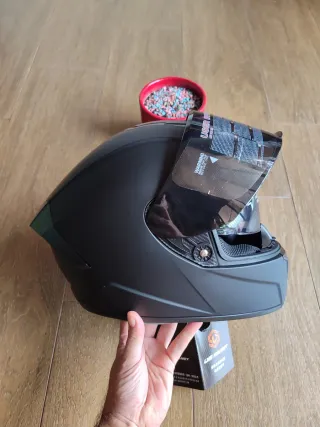 Casco Moto Integral Talla M Negro Mate Unisex