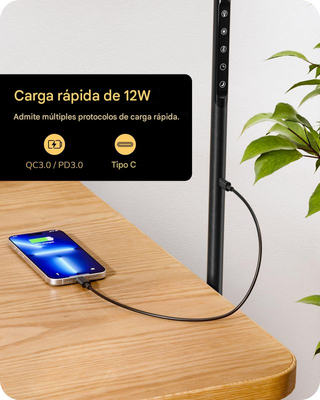 Lámpara Pie LED Carga USB-C