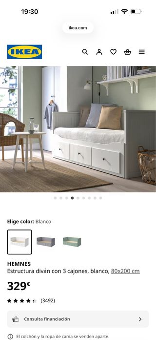 Sofá Cama IKEA HEMNES Blanco + 2 colchones incluid