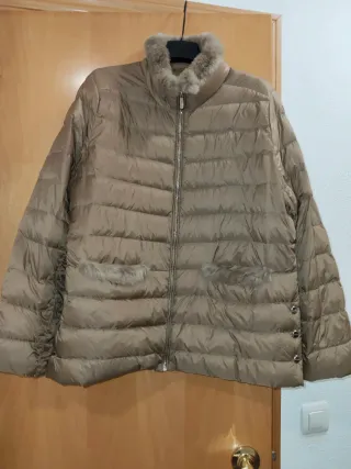 Chaqueta de pelo mujer beige/marrón