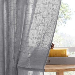 Cortinas Lino Gris Semitransparentes 140x260 cm