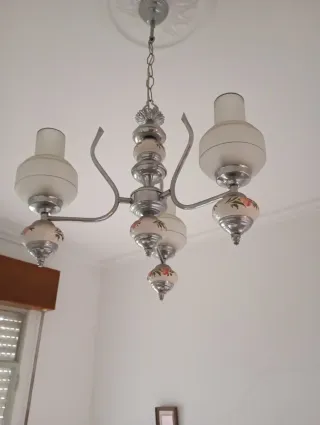 Lámpara colgante vintage cristal y metal