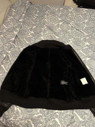 Cazadora Piel Negra y cordero Cremallera