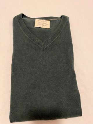 Jersey Cortefiel Verde Talla L 5% Cashmere
