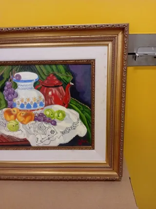 Cuadro Bodegón Marco Dorado